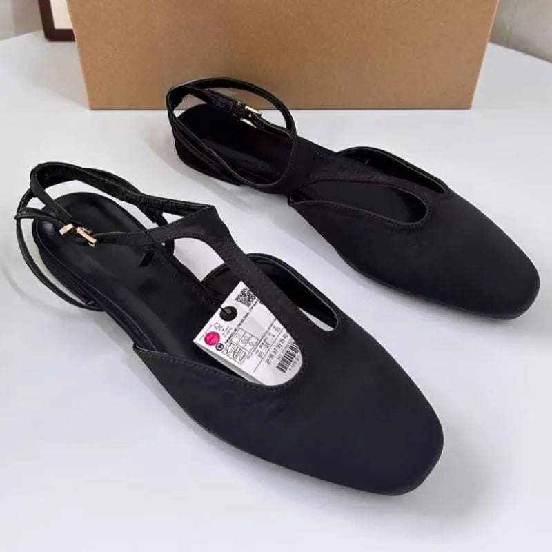Strap Fashion Gold Black Large Size Comfortable Ladies Mary Jane Shoes