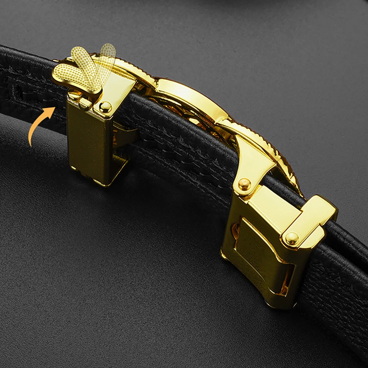 Head layer cowhide belt, men's automatic buckle belt,