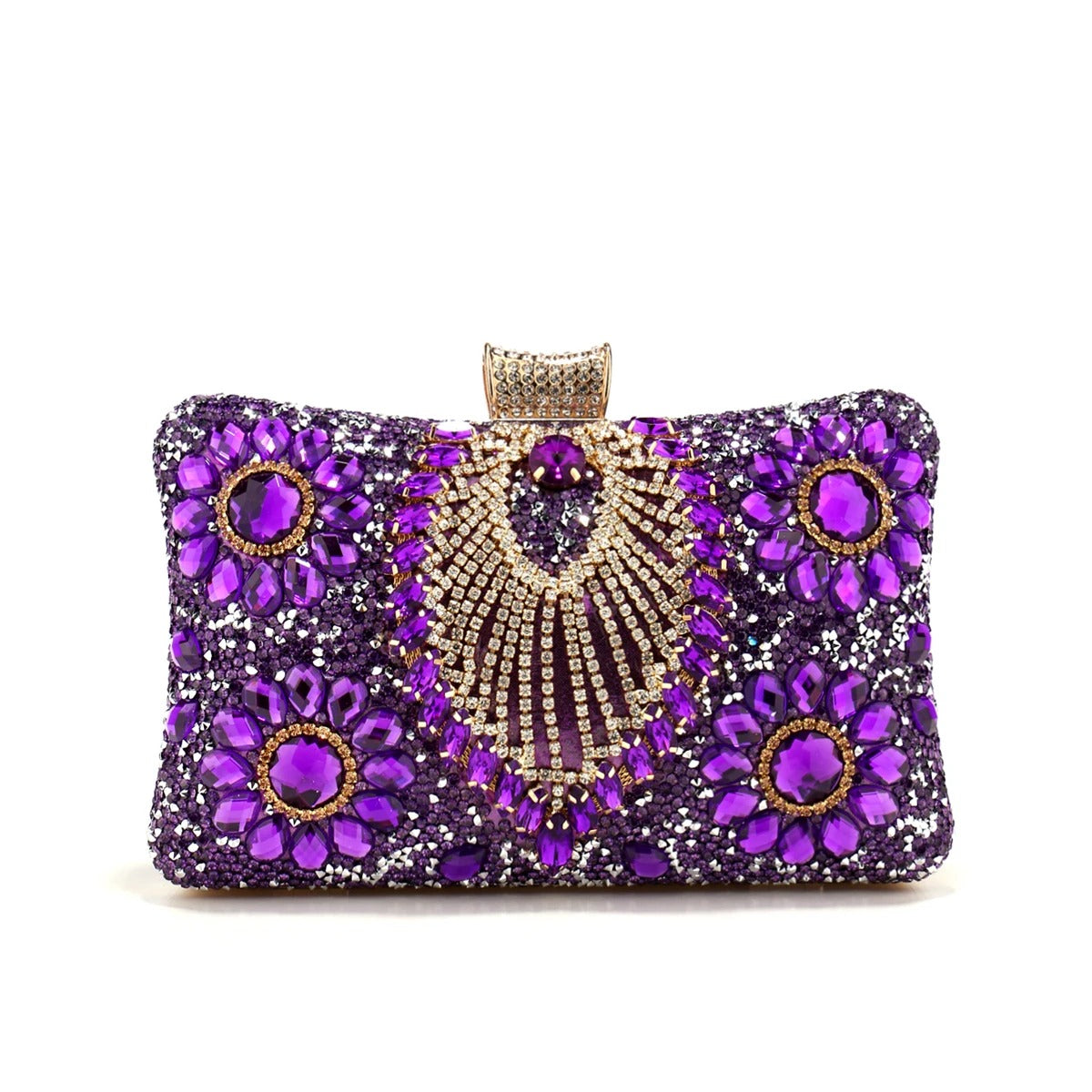 Acrylic Flower One Side Glitter Tassel Women Diamond Shoulder Handbags.