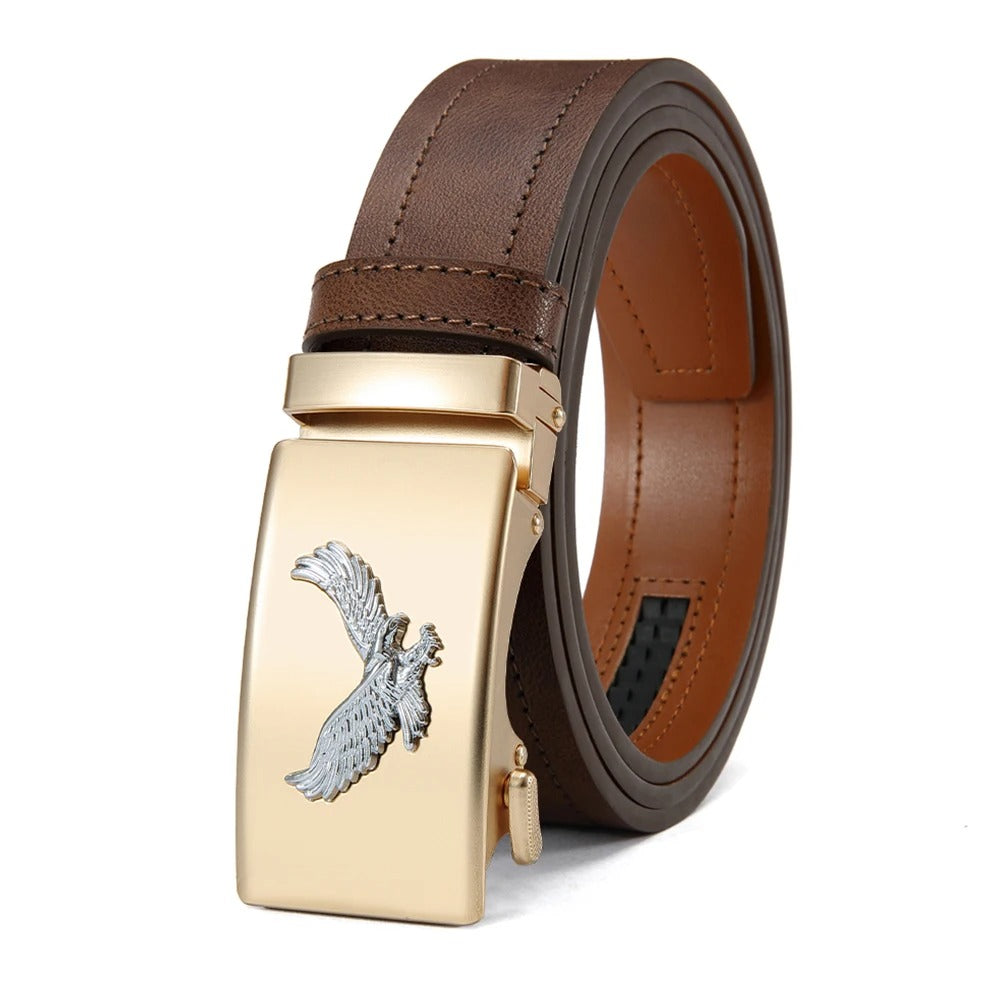 Men Leather Belt Automatic Buckle Belt