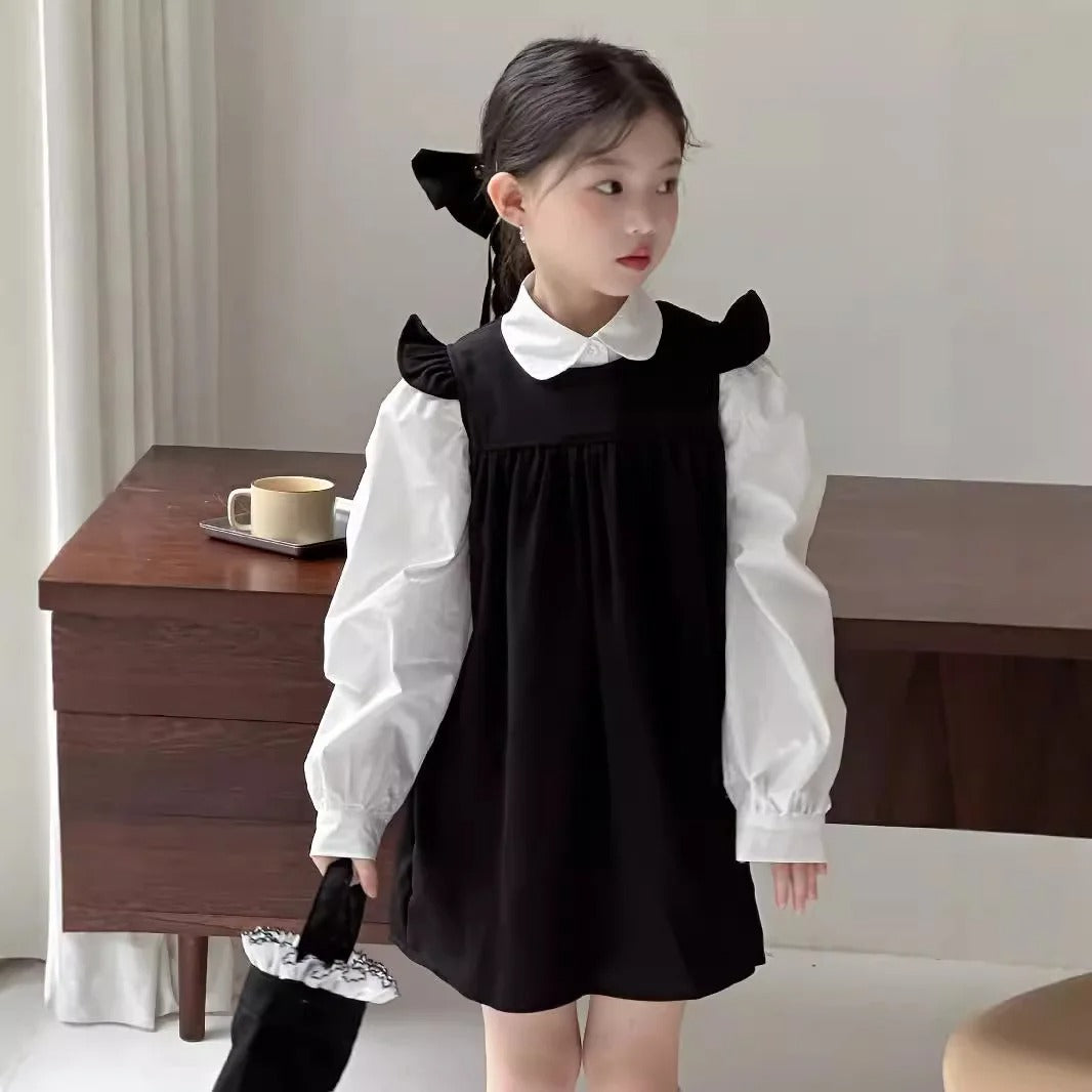 spring Kids Girls splicing shirt Princess Teenager