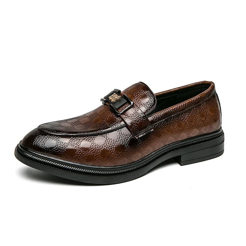 Leather loafer bean shoes British business casual slip-on leather shoes for men Breathable young hair stylist formal men