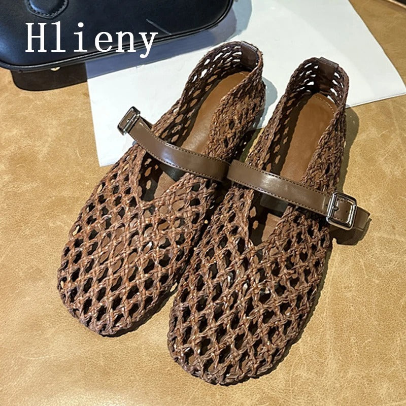 Round Toe Buckle Strap Loafers