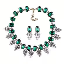 Geometric Rhinestones Necklace earring set