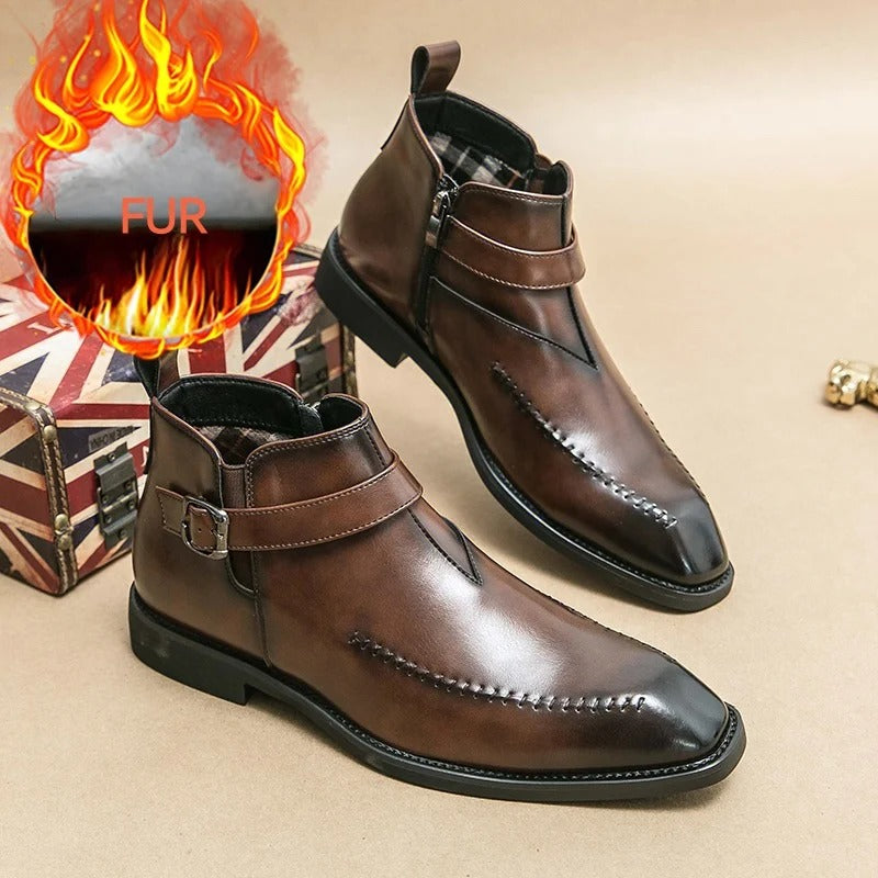 Luxury Man Leather Pointed Business Chelsea Boots Outdoor Leisure Walking Shoes