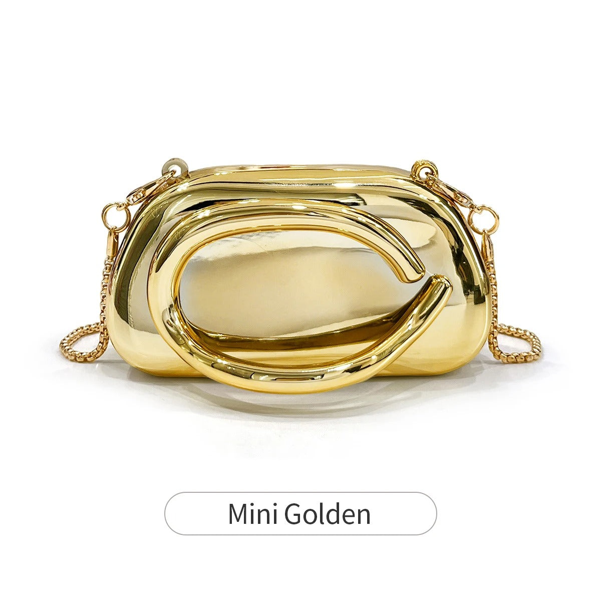 Mini version fashion gold metal closure box-shaped clutch bag