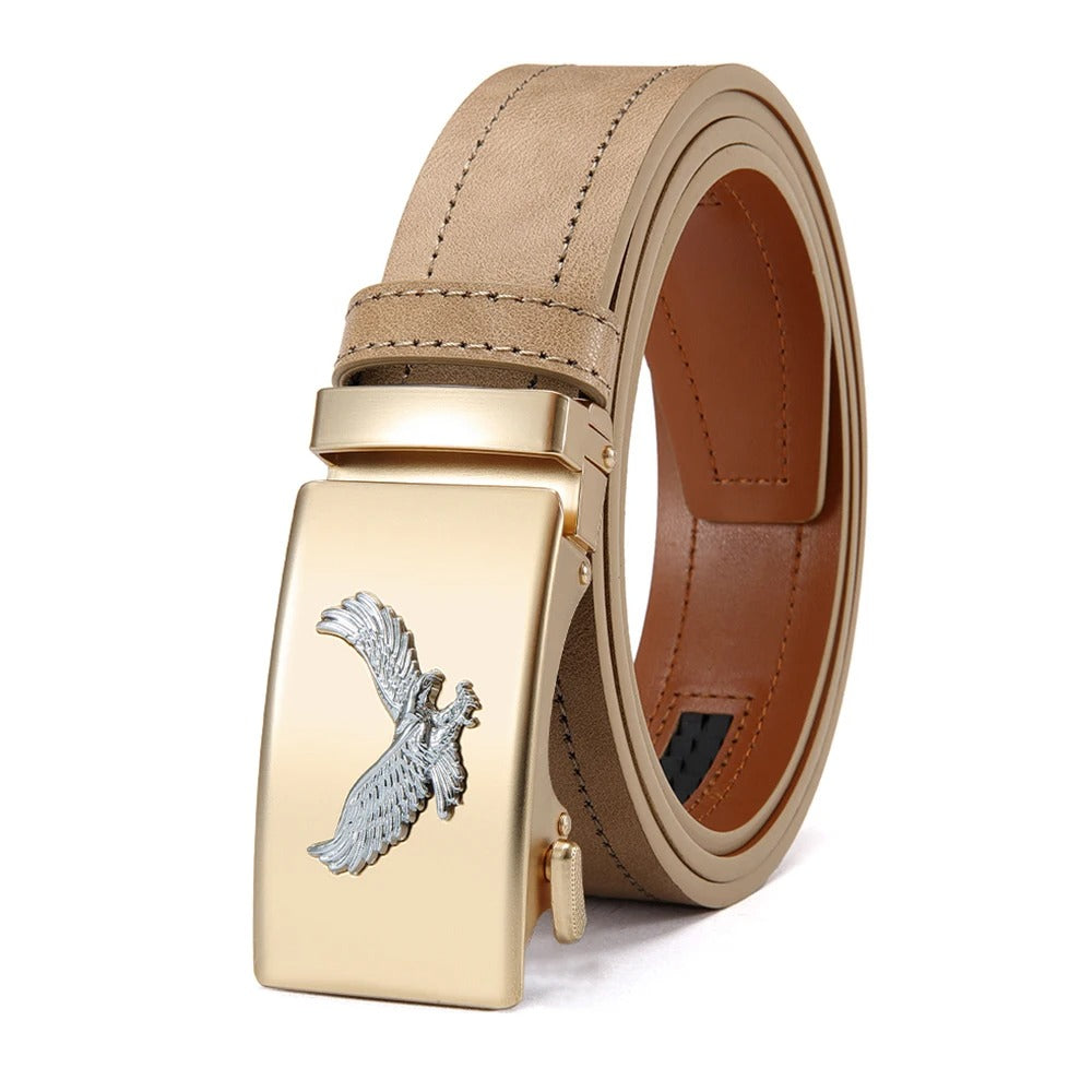 Men Leather Belt Automatic Buckle Belt