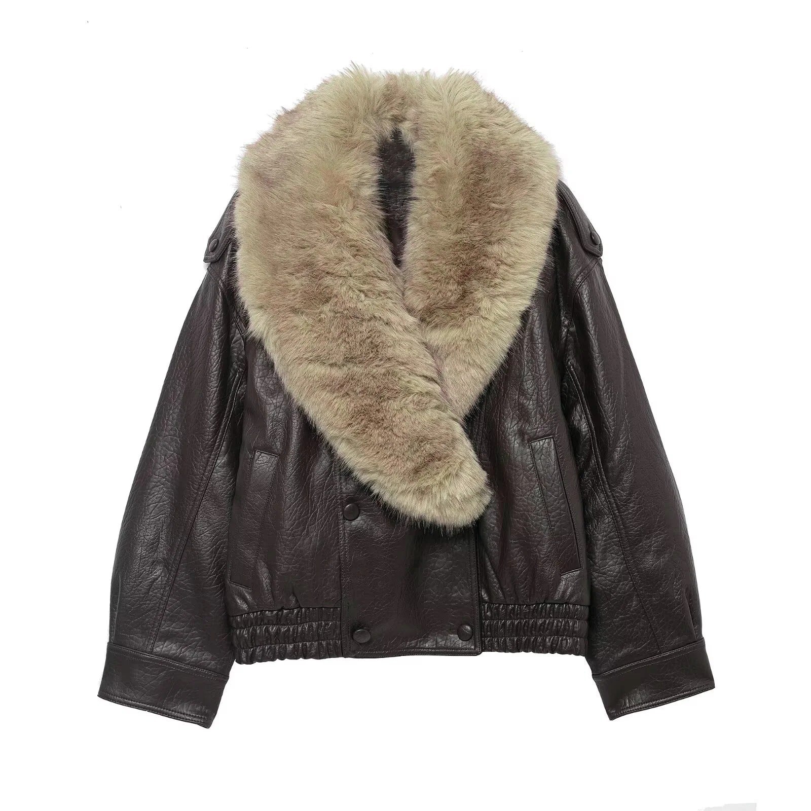 Winter Women Loose Faux Leather Jacket Fashion