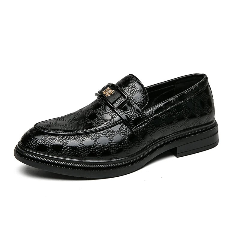 Leather loafer bean shoes British business casual slip-on leather shoes for men Breathable young hair stylist formal men