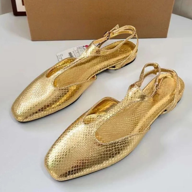 Strap Fashion Gold Black Large Size Comfortable Ladies Mary Jane Shoes