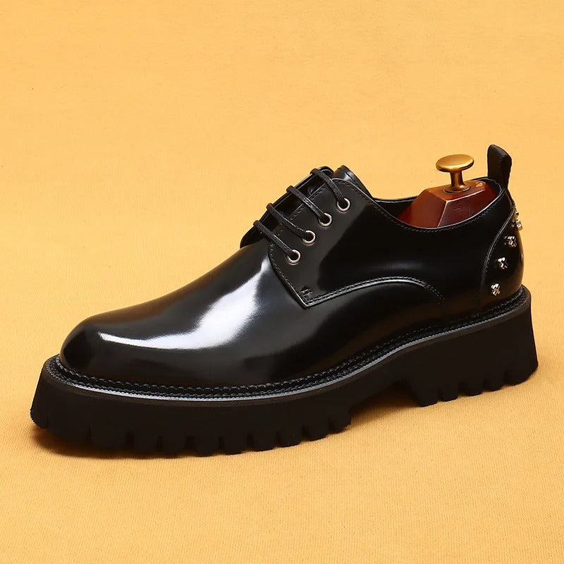 British Style Trendy Formal Business Young Commuter Shiny Oxford