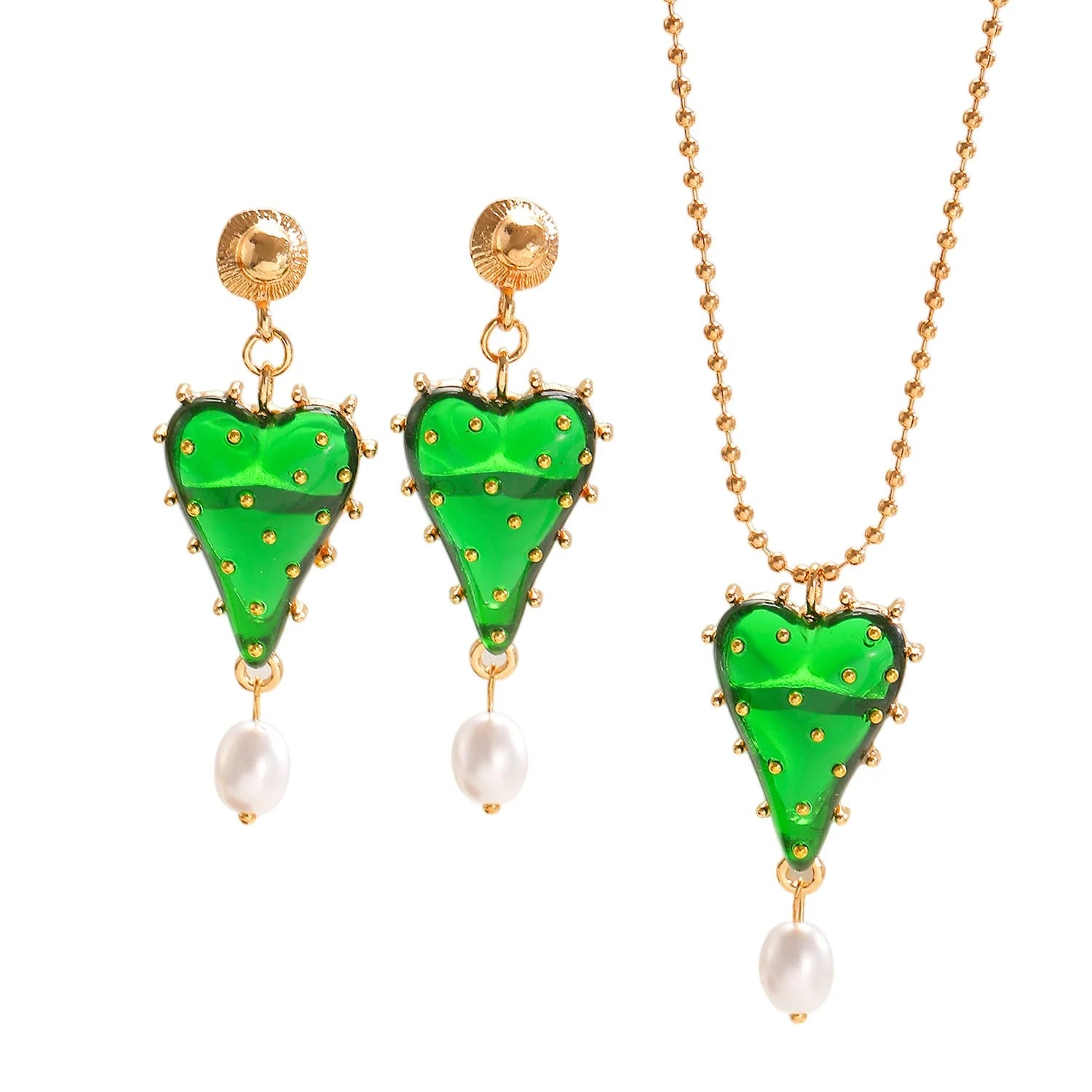 Strawberry Red/Green Heart Jewelry Set