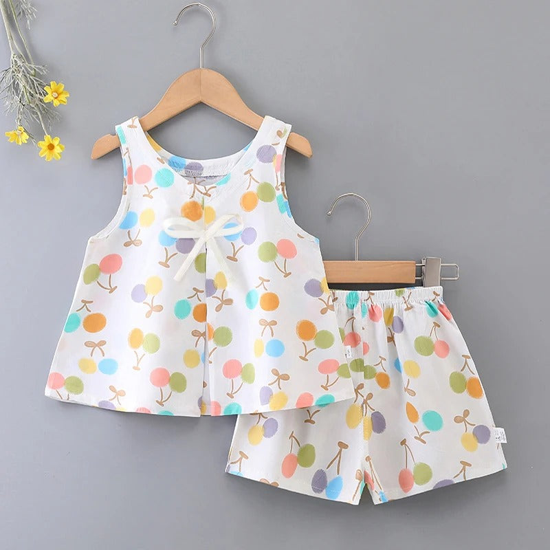 Baby Sleeveless Shorts Vest Cotton Silk Casual Home wear.