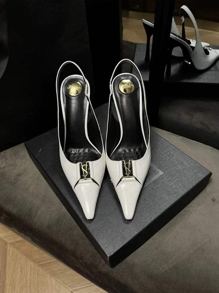 Women's Fashion Space Stiletto Sandals Women's White Single Shoes.