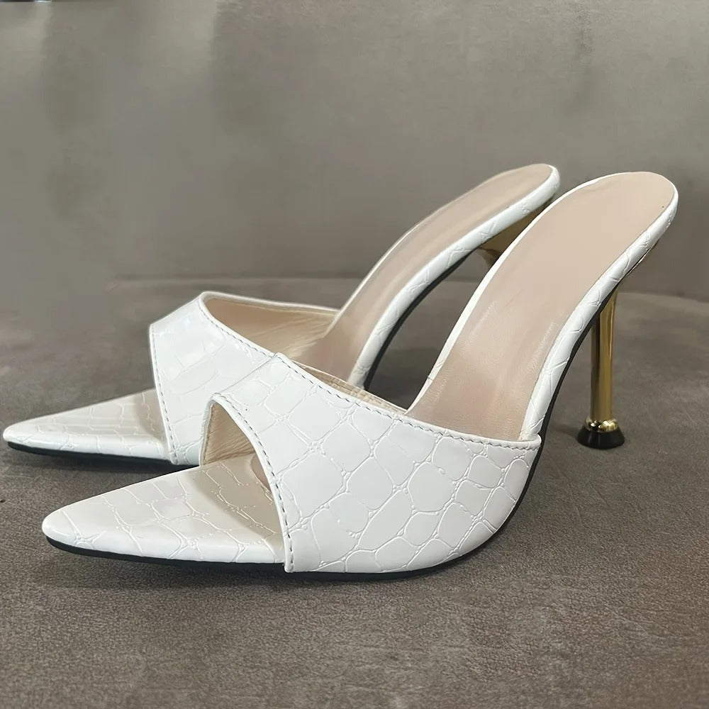 Glamorous Crocodile Texture High Heel Sandals