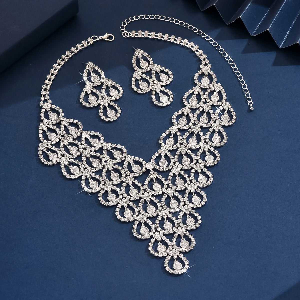 Zircon Geometric Necklace Earrings