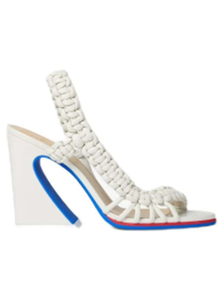 Summer New Coarse High Heel Knitted Women's Sandals