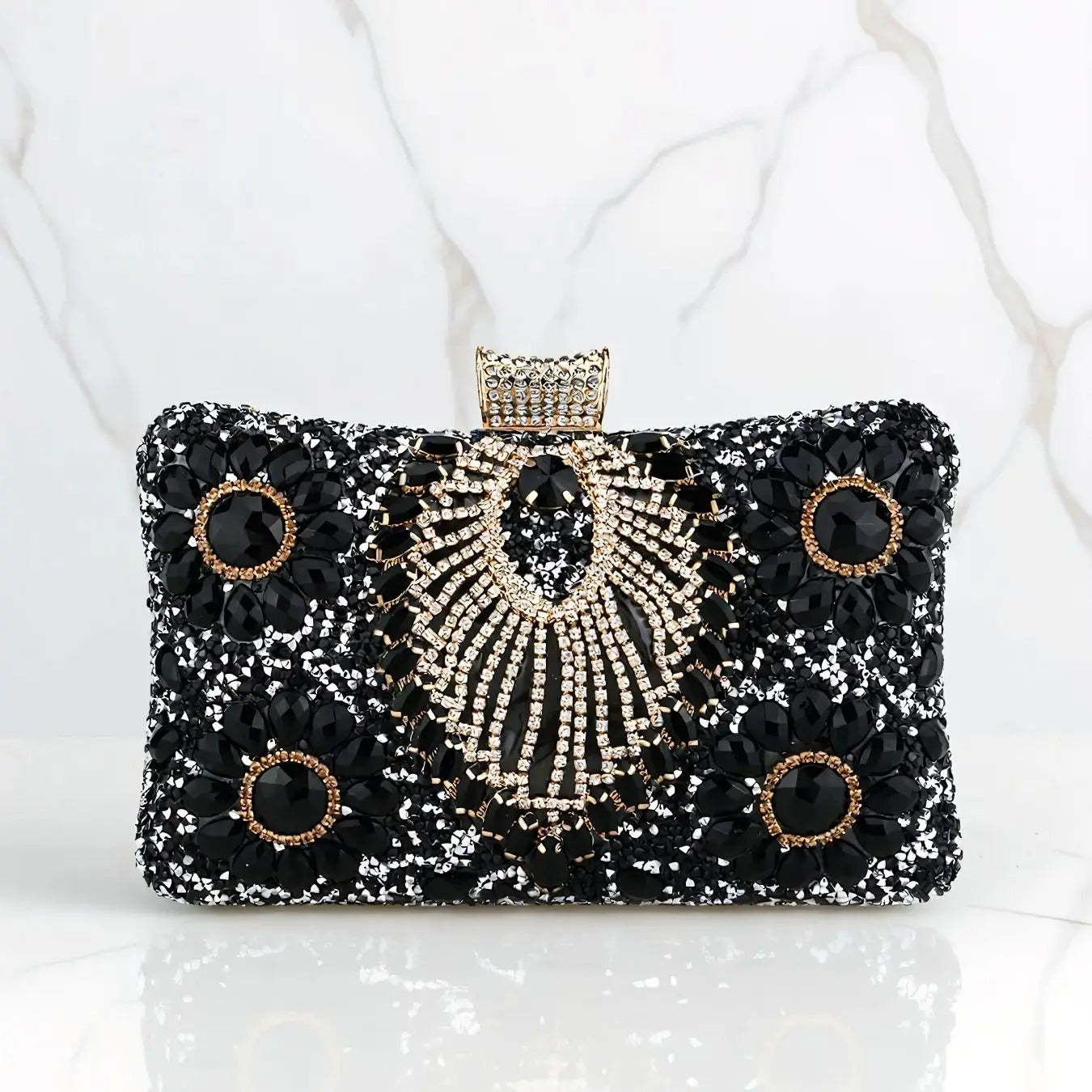 Acrylic Flower One Side Glitter Tassel Women Diamond Shoulder Handbags.