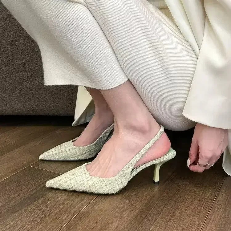 brand designed knitted platform heels for women, pointed-toe party shoes