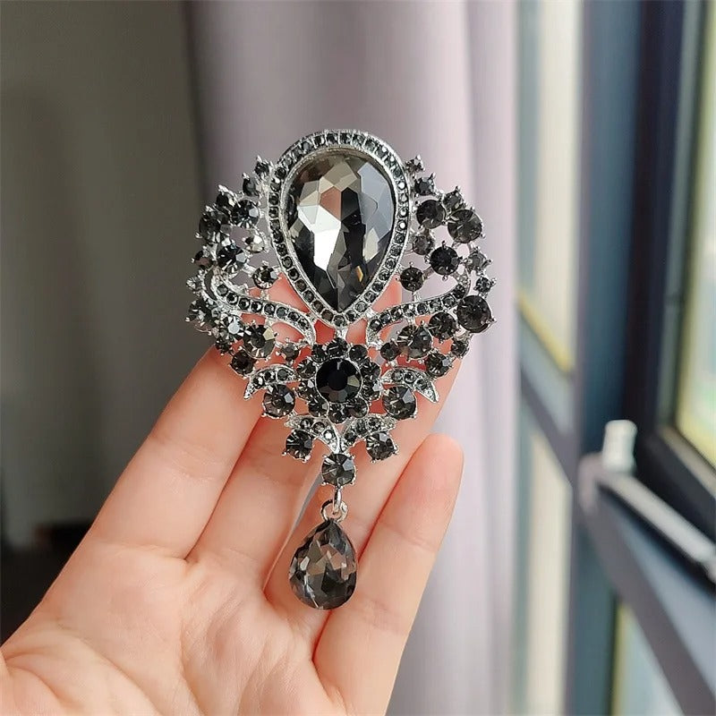 Diamond Crystal Drop Brooch