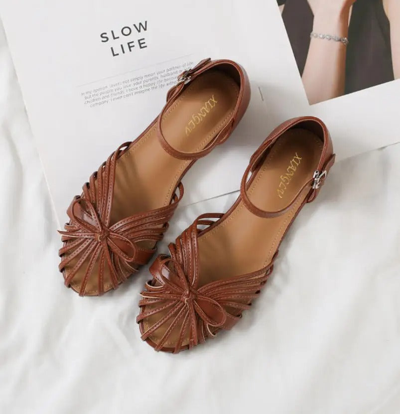 Flat Sandals Single Strap Hollow Out Gladiator Roman Shoes P
