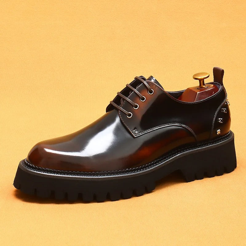 British Style Trendy Formal Business Young Commuter Shiny Oxford