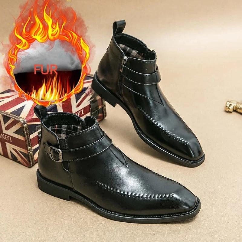 Luxury Man Leather Pointed Business Chelsea Boots Outdoor Leisure Walking Shoes
