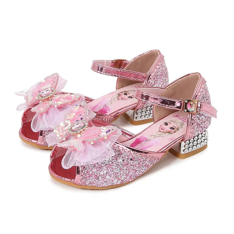 Disney Princess Butterfly Leather Shoes Frozen Elsa Kids.
