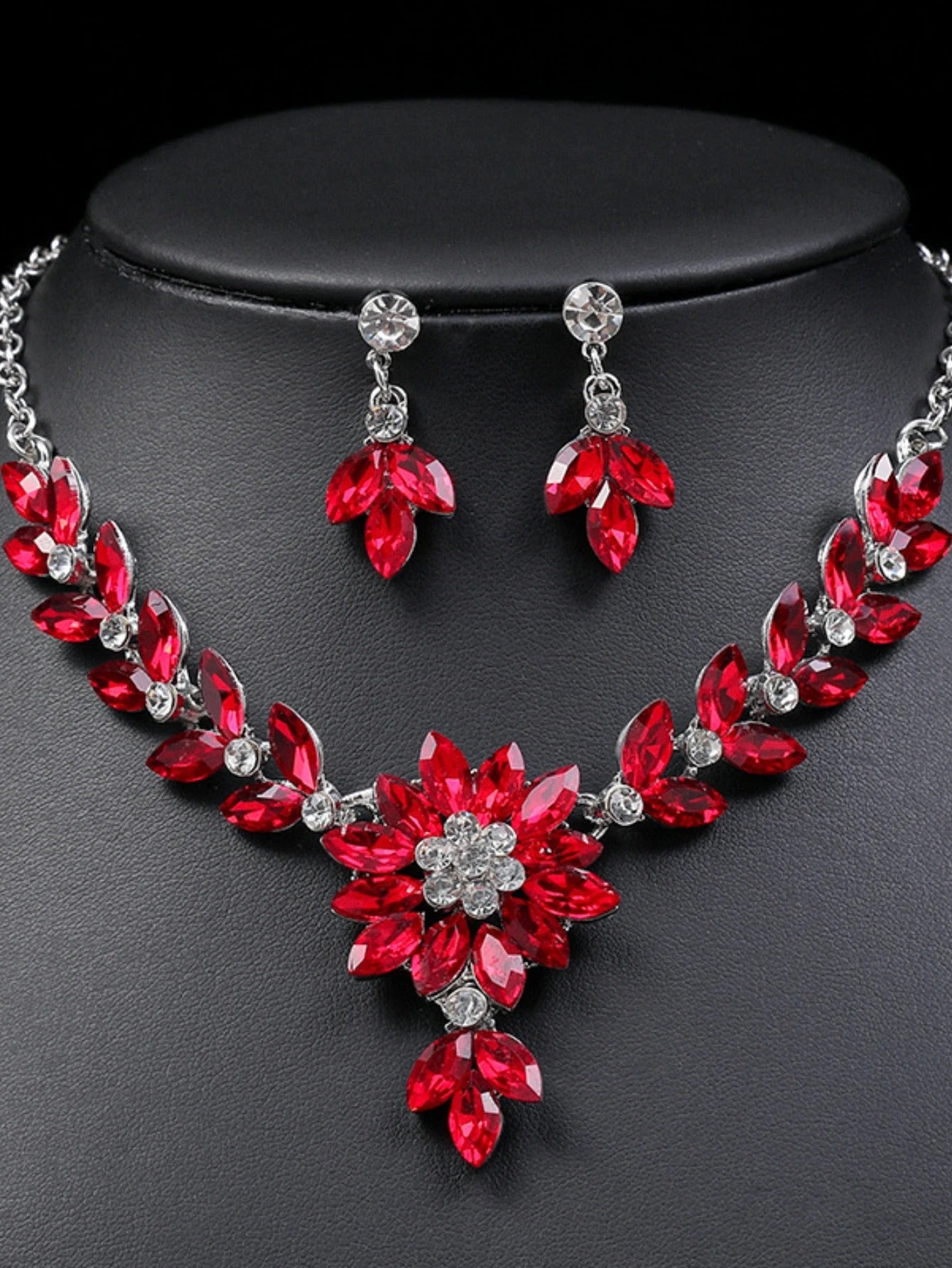 lower necklace earrings and evening dress accessories.