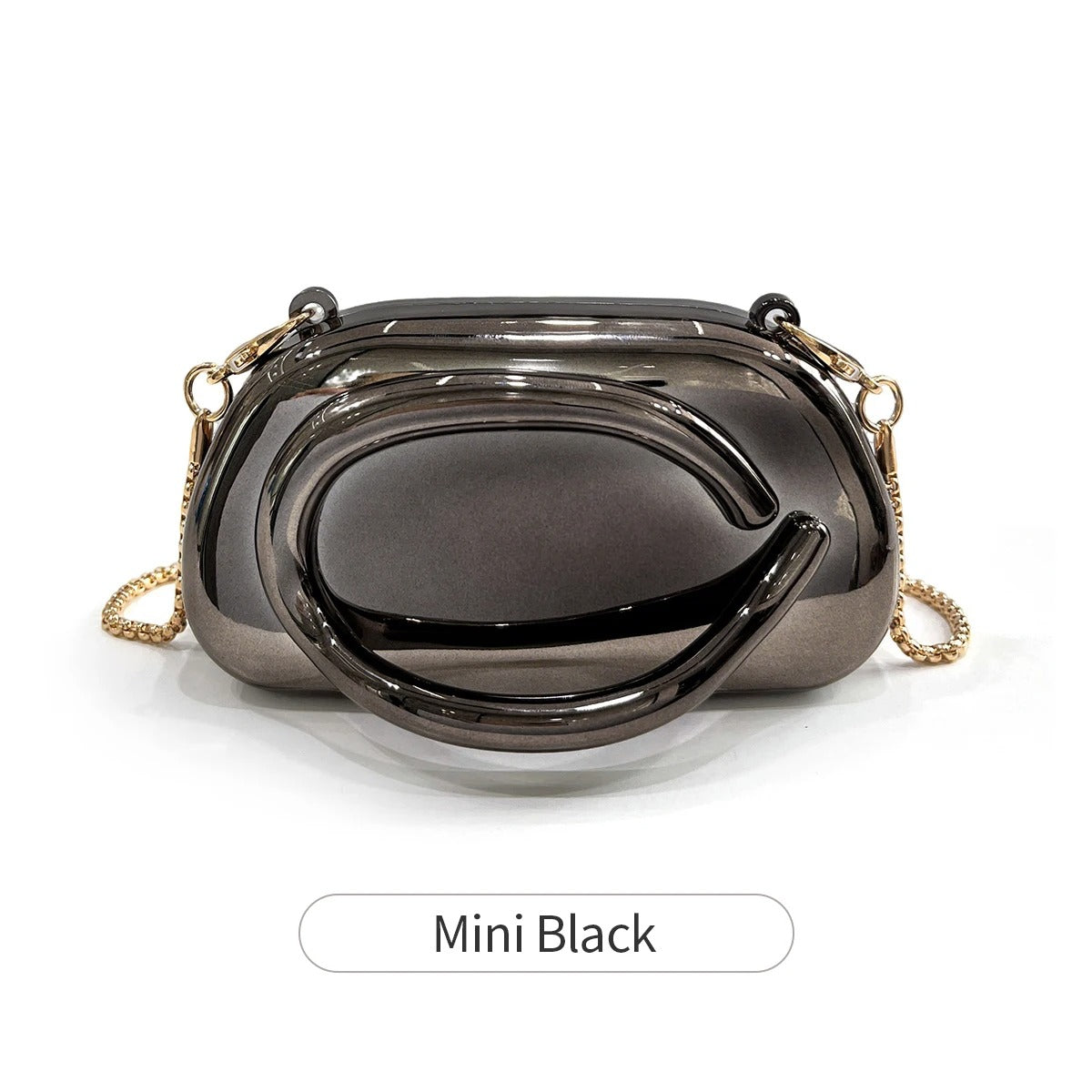 Mini version fashion gold metal closure box-shaped clutch bag