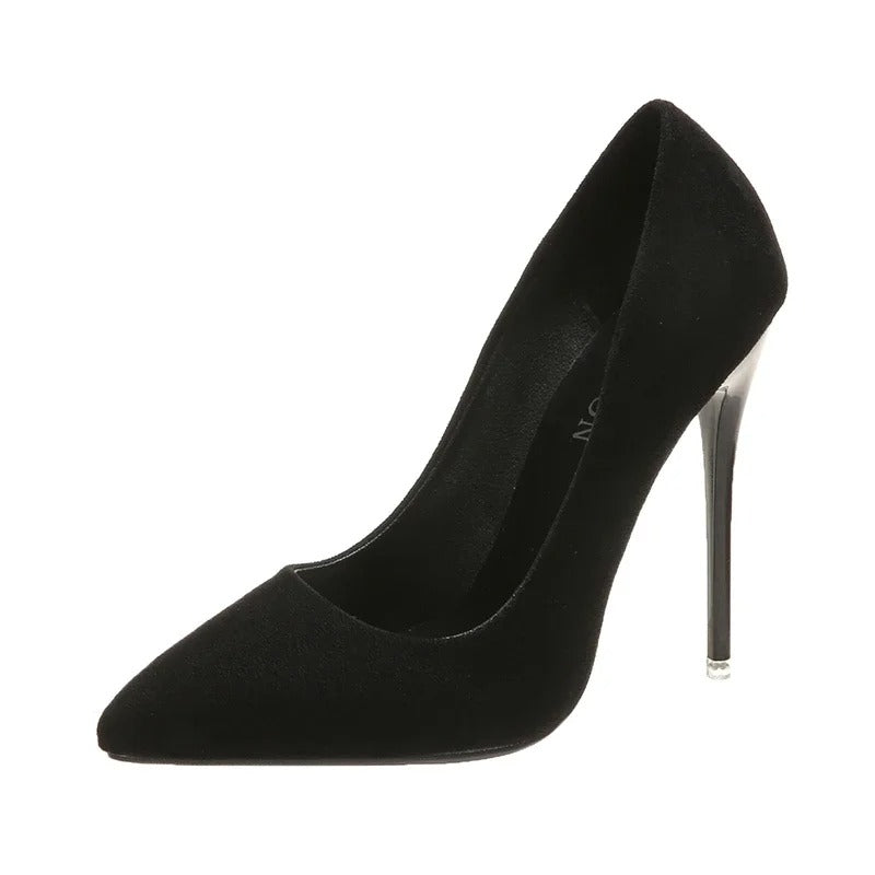 Big Size 35-45 women's shoes 2026 concise flock high heels