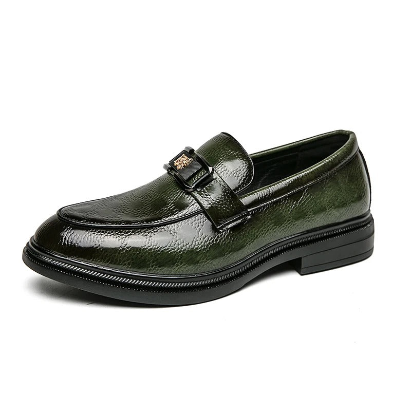 Leather loafer bean shoes British business casual slip-on leather shoes for men Breathable young hair stylist formal men