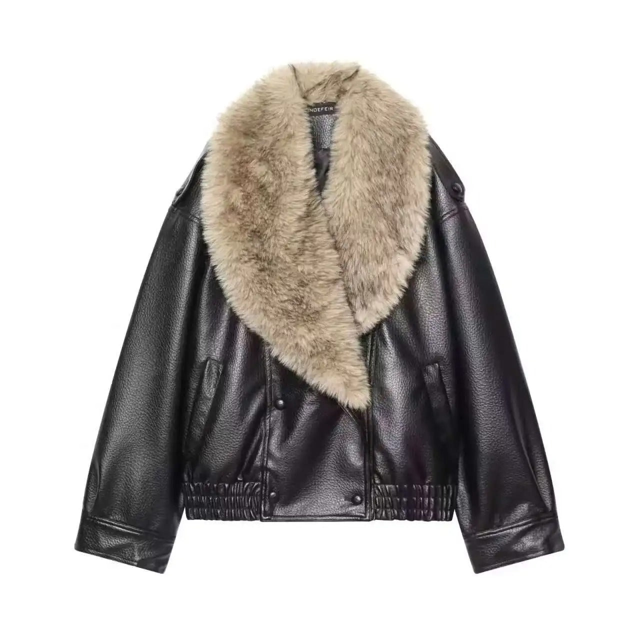 Winter Women Loose Faux Leather Jacket Fashion