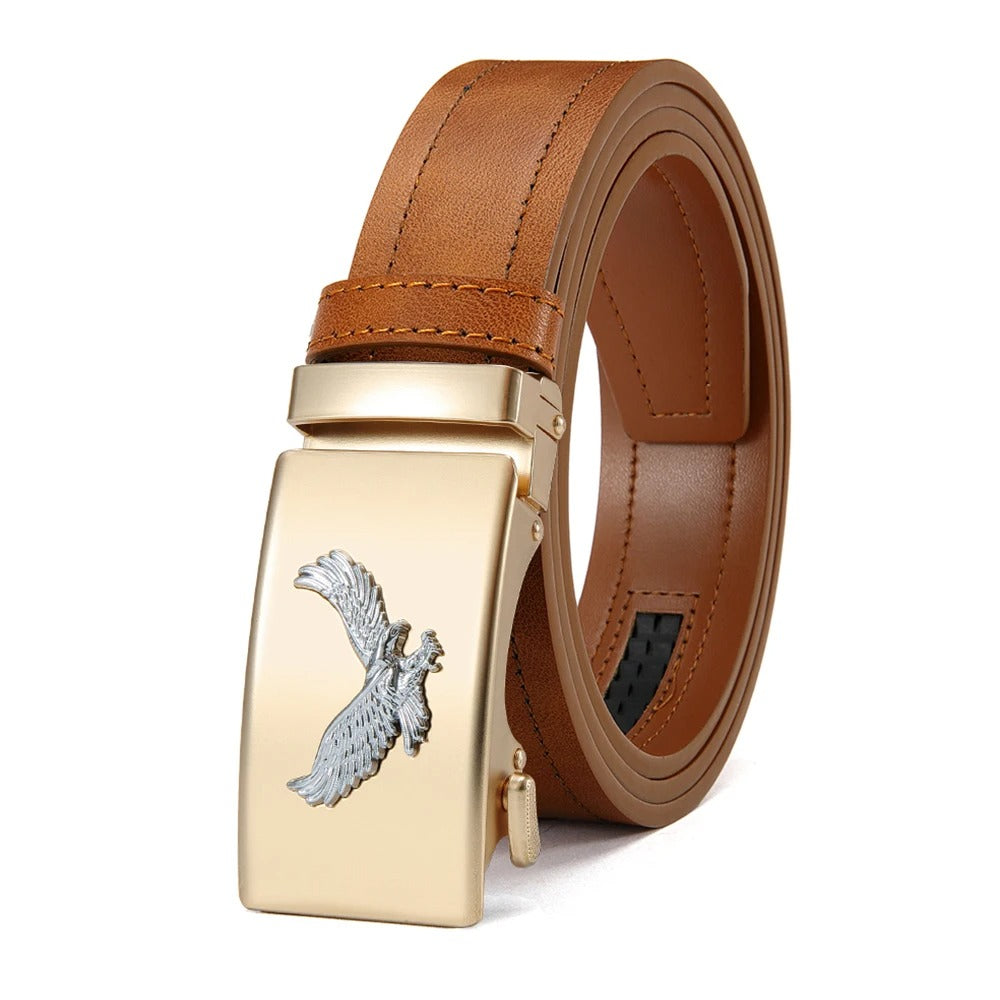 Men Leather Belt Automatic Buckle Belt