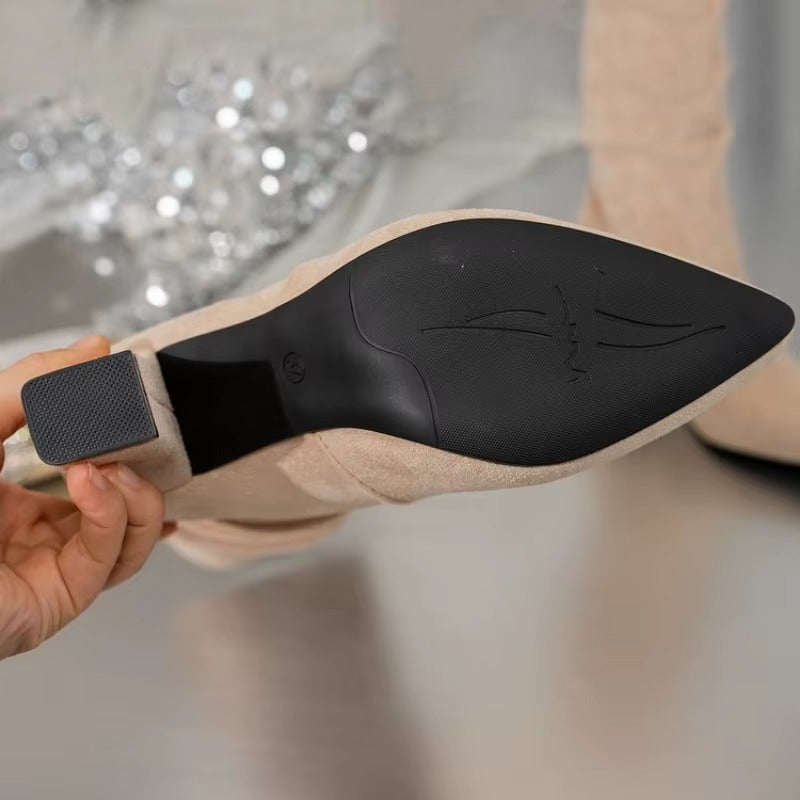 Women suede zipper knee high boot