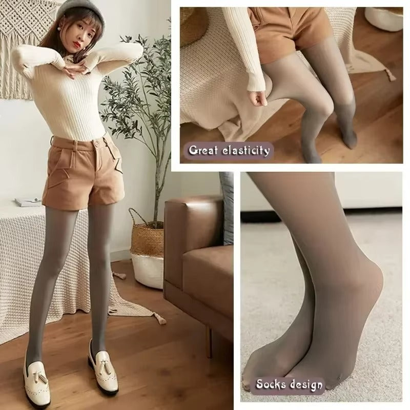 Autumn and Winter Style Women's Fleece-Lined Thickened Tights, Sheer Socks