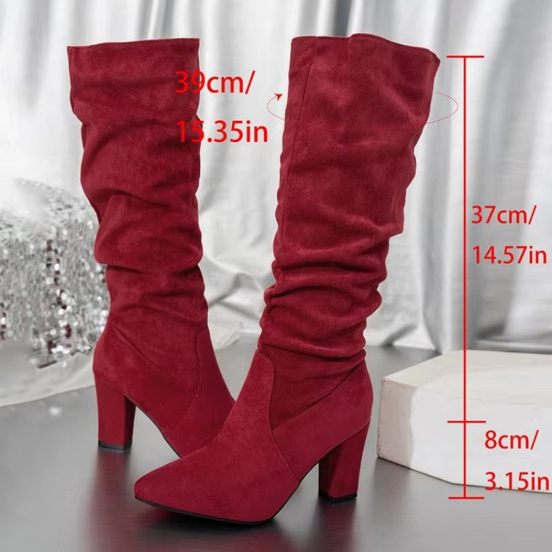 Women suede zipper knee high boot