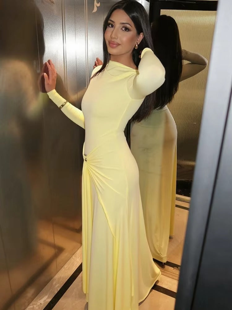 Twist Waist High Slit evening Gown