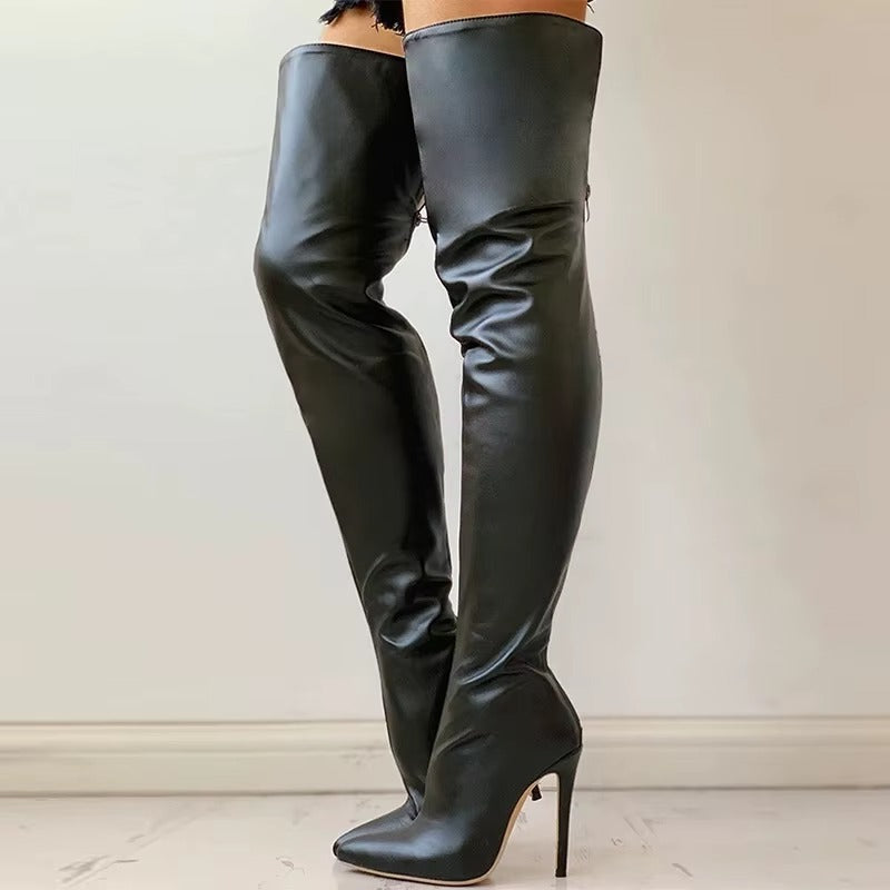Leather High Heel Boots