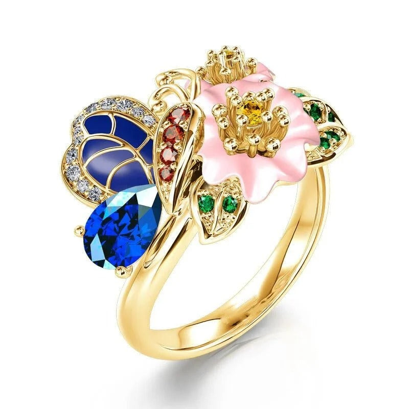 butterfly pattern women's ring.