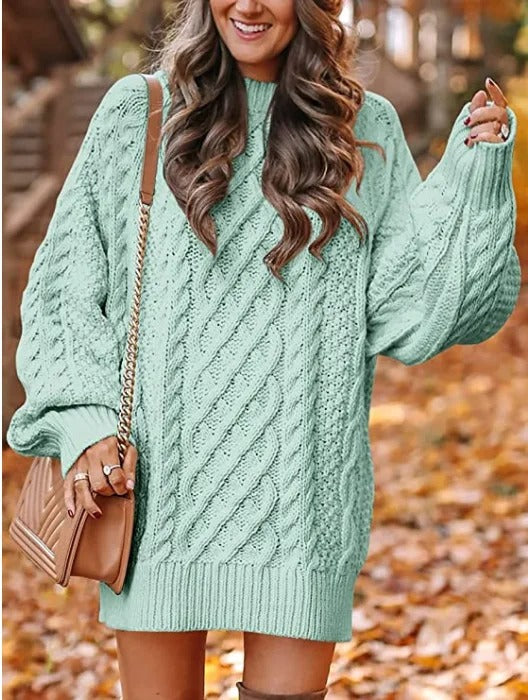 Cozy Women's Long Sleeve Cable Knit Sweater
