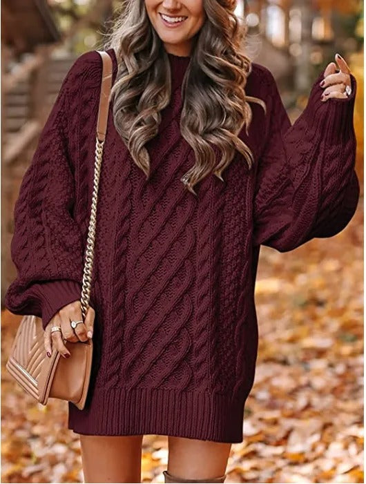 Cozy Women's Long Sleeve Cable Knit Sweater