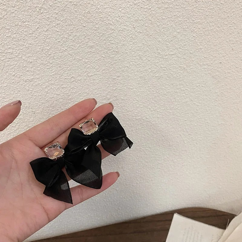 Statement Stud Earrings Fabric Lace Bow Drop Earrings