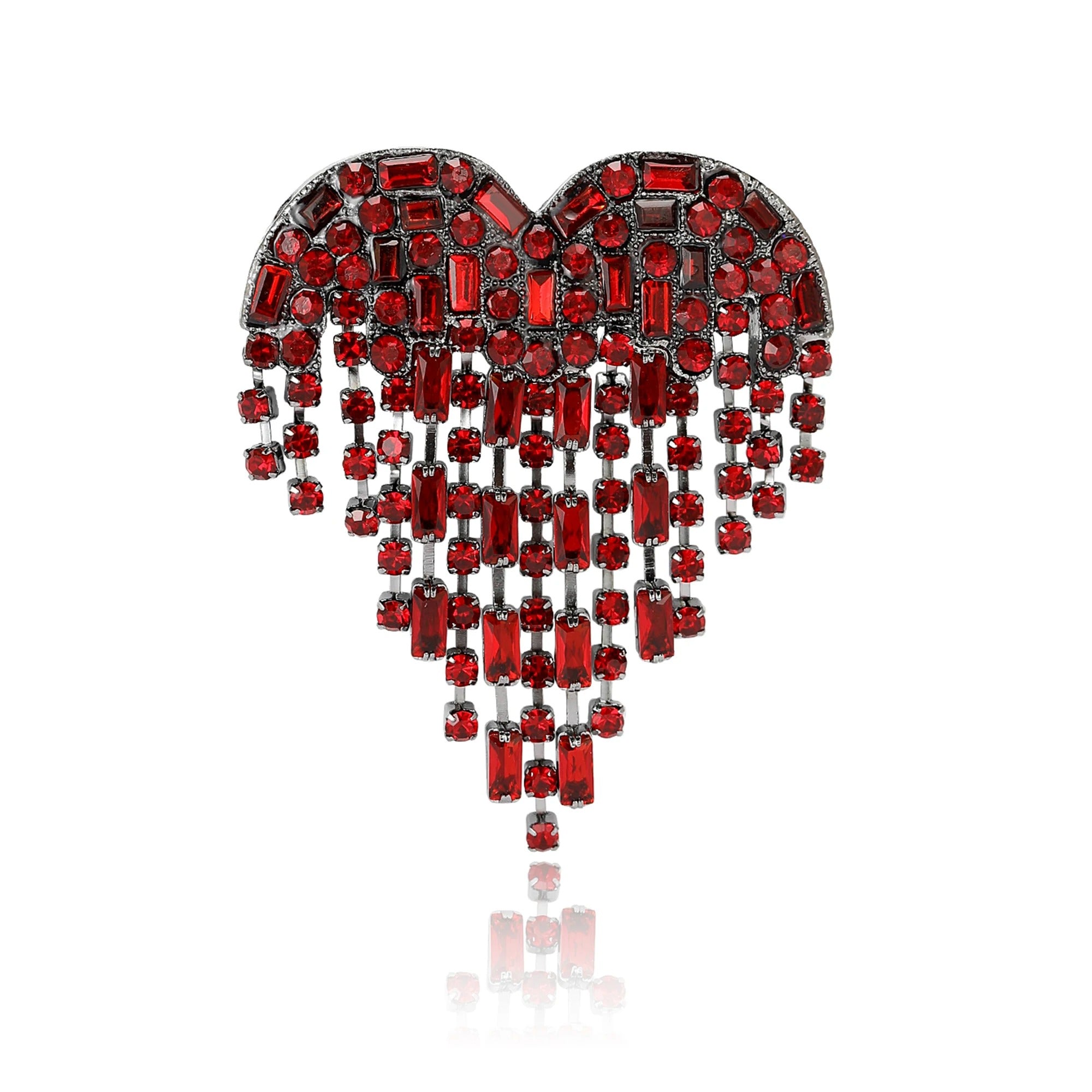 Luxury Rhinestone Heart Brooches for Women
