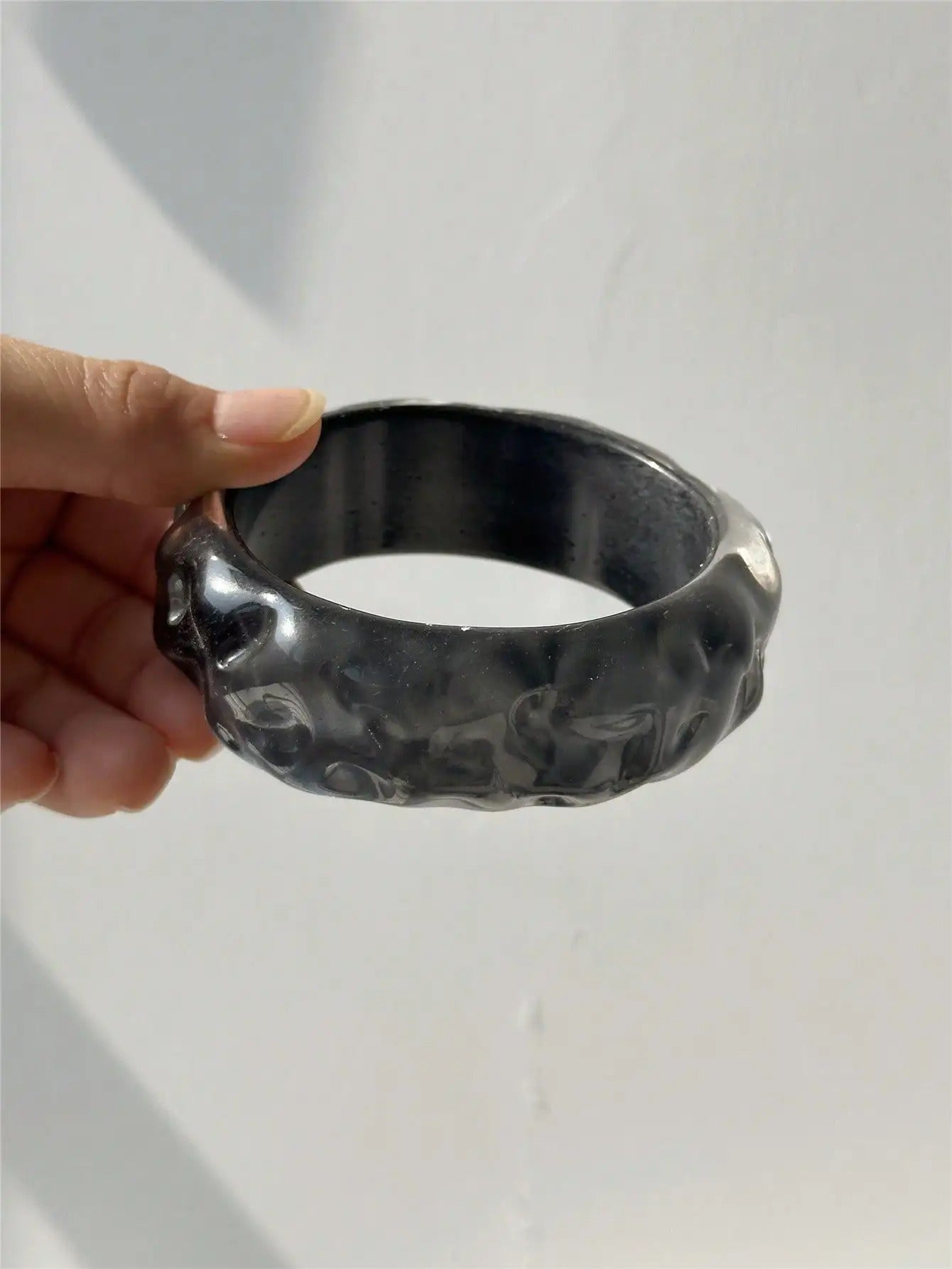 Transparent Gray-Black Resin Bracelet