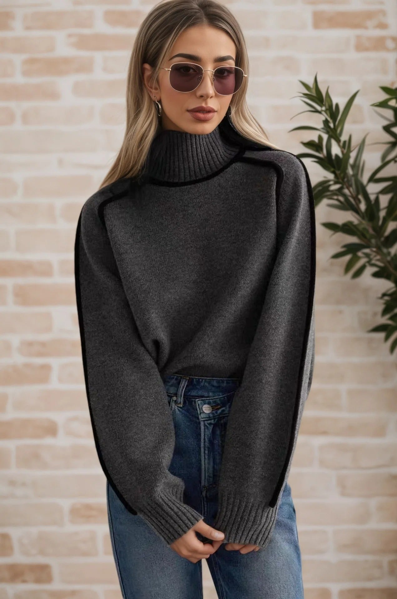 Emperament Sweater High Neck Office Pullover