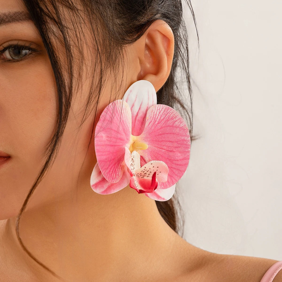 Trend Pink Butterfly Orchid Drop Earrings.