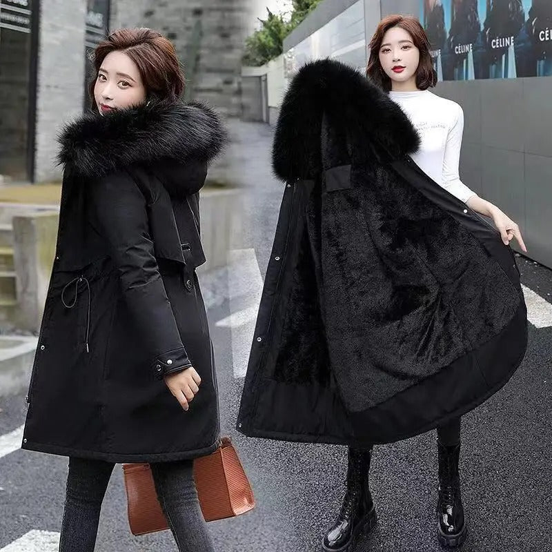 Zipper Thick Jackets Fur Collar