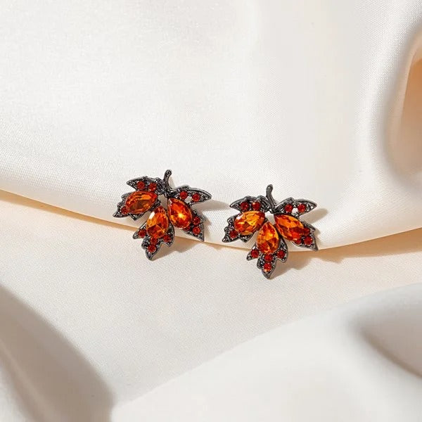 Luxury Red Zircon Maple Leaf Jewelry Set