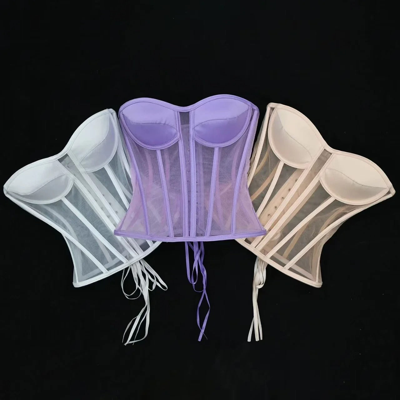 Slimm Waist Lace Up Boned Strapless Tube Tops